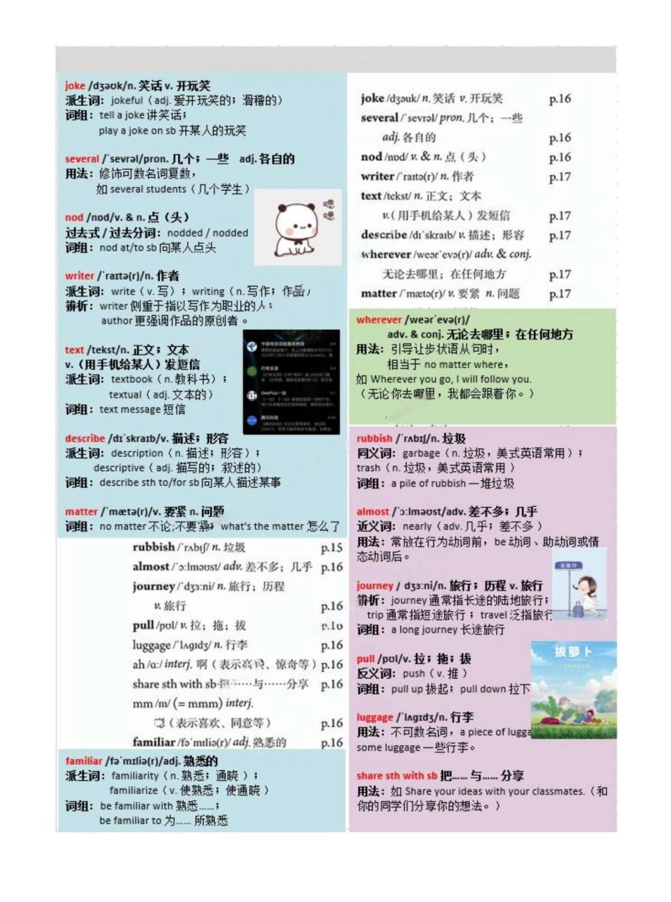 2025秋季人教版新教材八年级英语上册Unit2单词批注_第3页