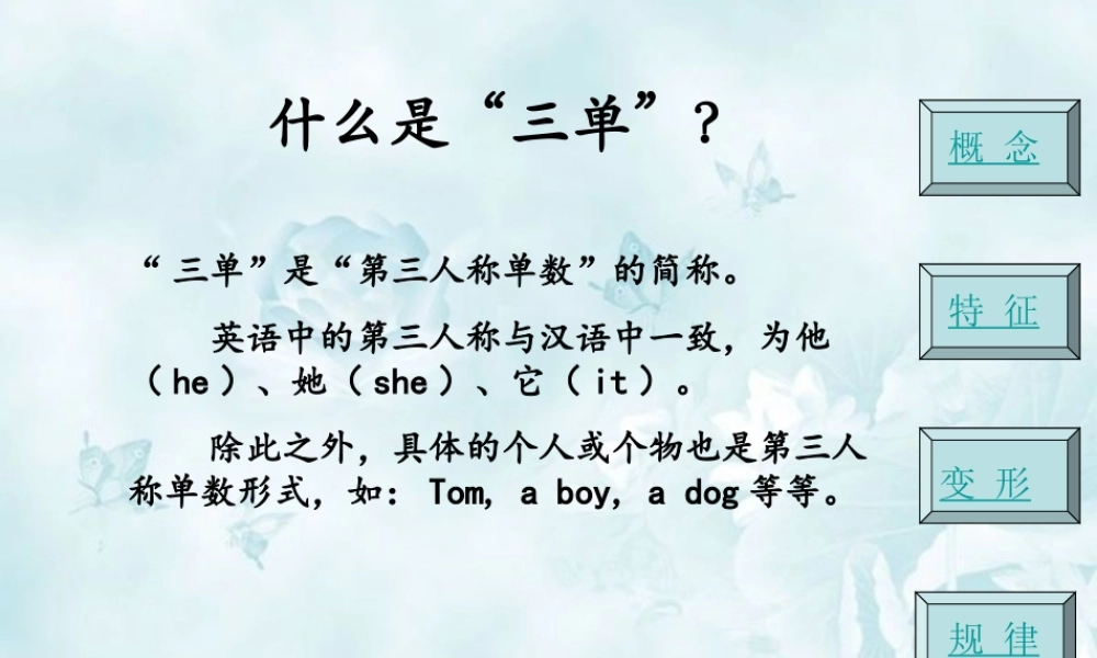 小学英语语法专题八：（动词）动词的第三人称单数 课件