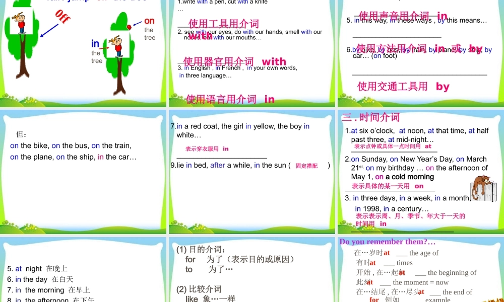 小学英语语法专题七：（介词）时间，方位，方式介词总复习2（26P） 课件