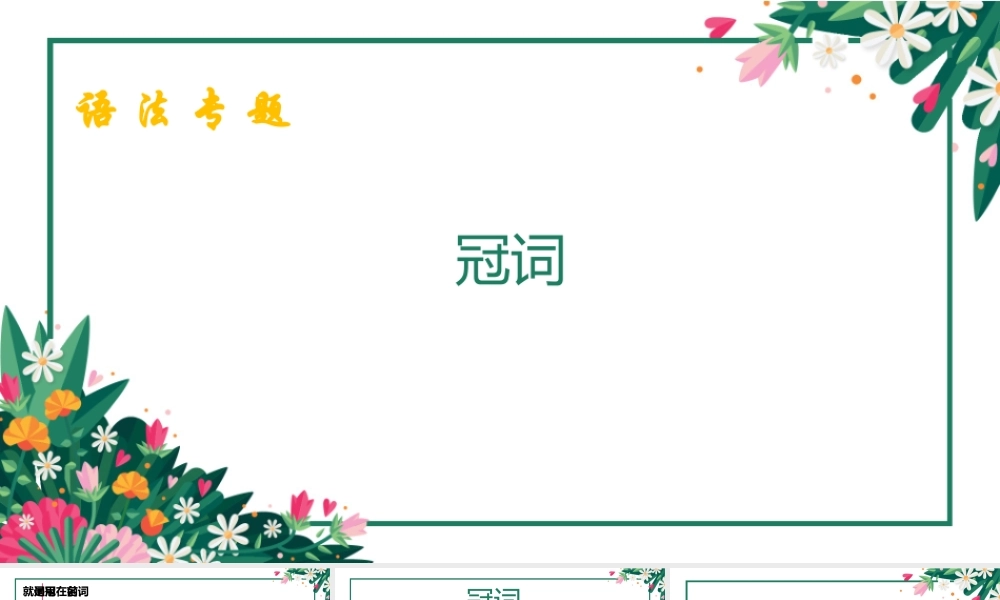 小学英语语法专题三：（冠词）定冠词与不定冠词1 课件