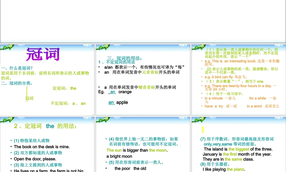 小学英语语法专题三：（冠词）定冠词与不定冠词2 课件