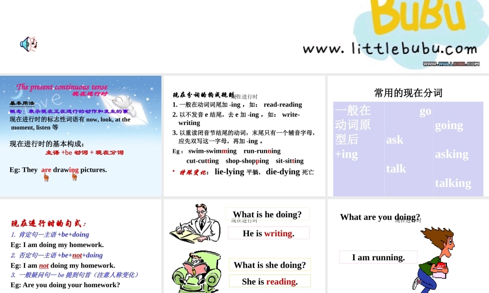 小学英语语法专题十：（时态）现在进行时1 课件
