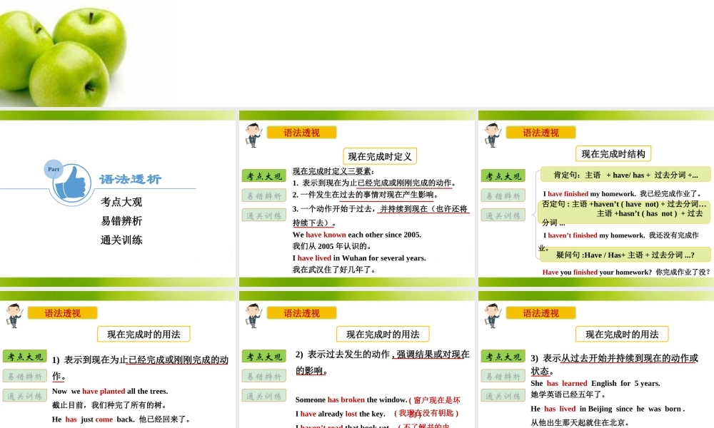 小学英语语法专题十：（时态）现在完成时 课件