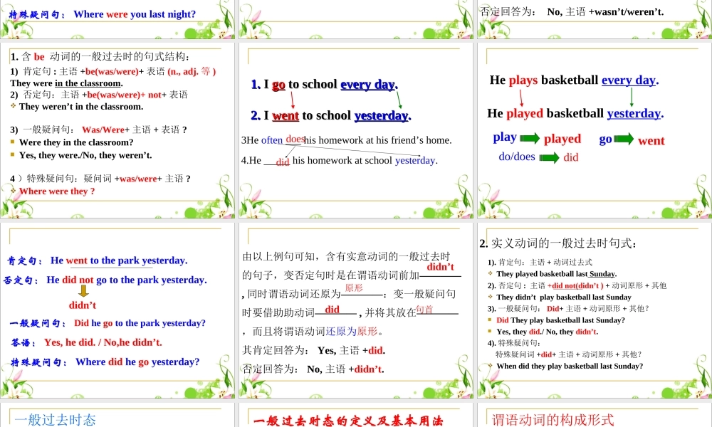 小学英语语法专题十：（时态）一般过去式 课件