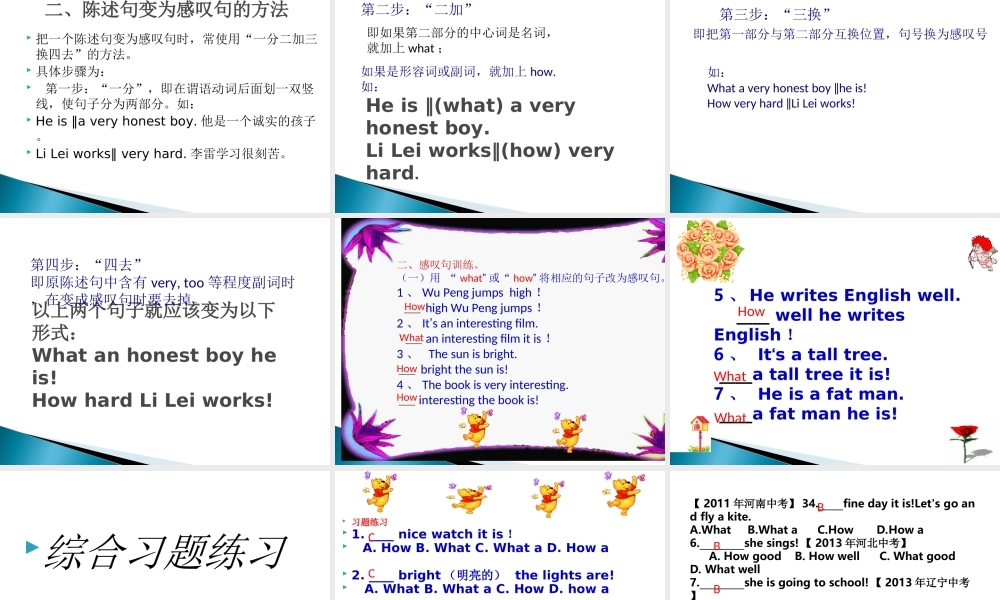 小学英语语法专题十二：（句型）How 和What引导的感叹句 课件