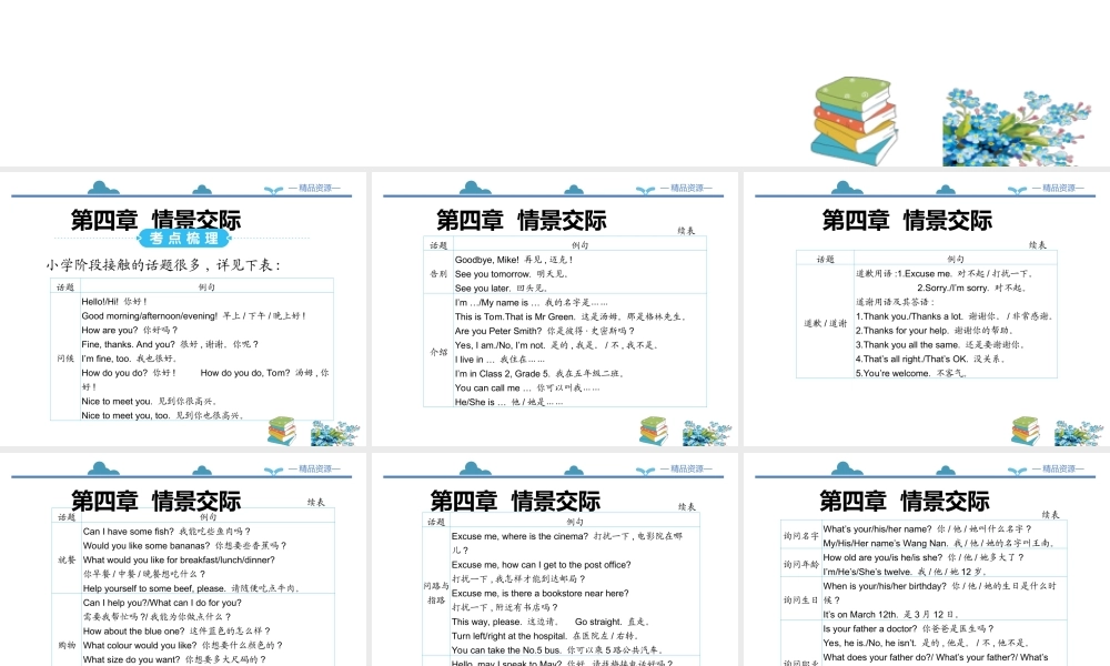 小学英语语法专题十三：（情景交际）总复习（32P） 课件