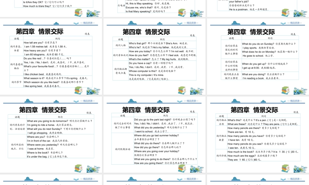 小学英语语法专题十三：（情景交际）总复习（32P） 课件