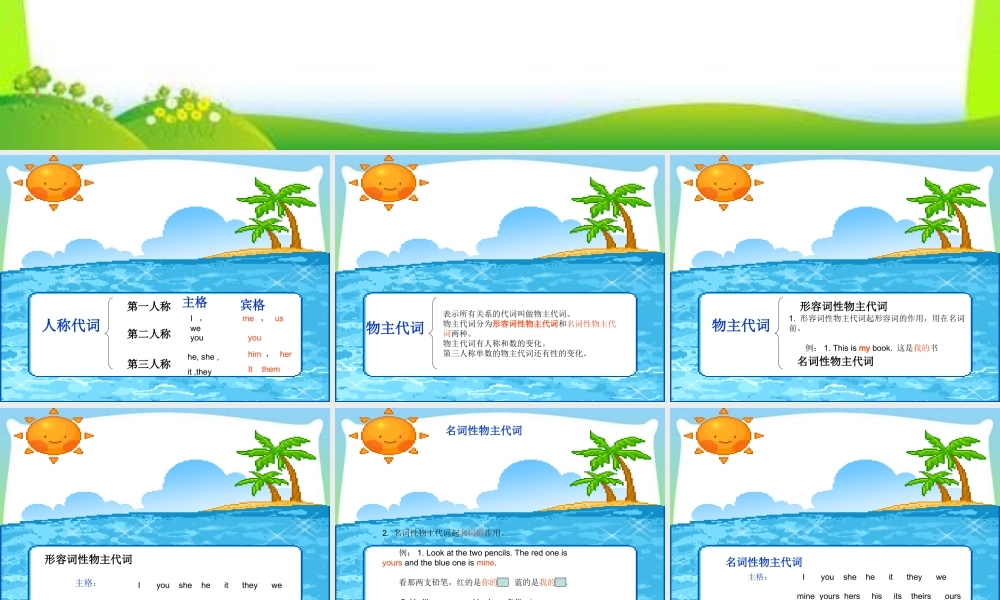 小学英语语法专题四：（代词）人称代词和物主代词 课件