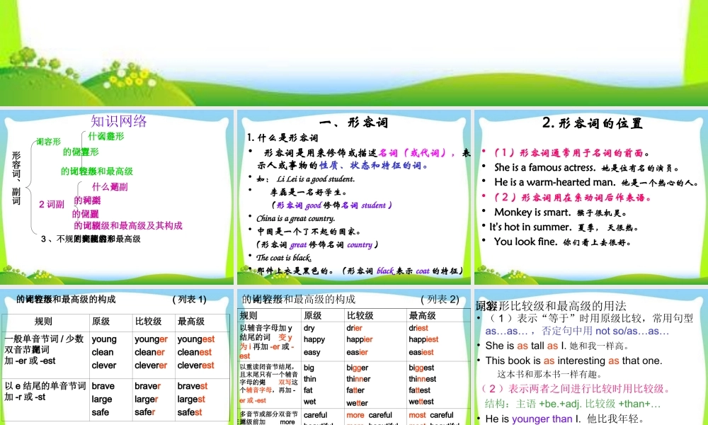 小学英语语法专题五：（形容词、副词）比较级最高级及反义词 课件