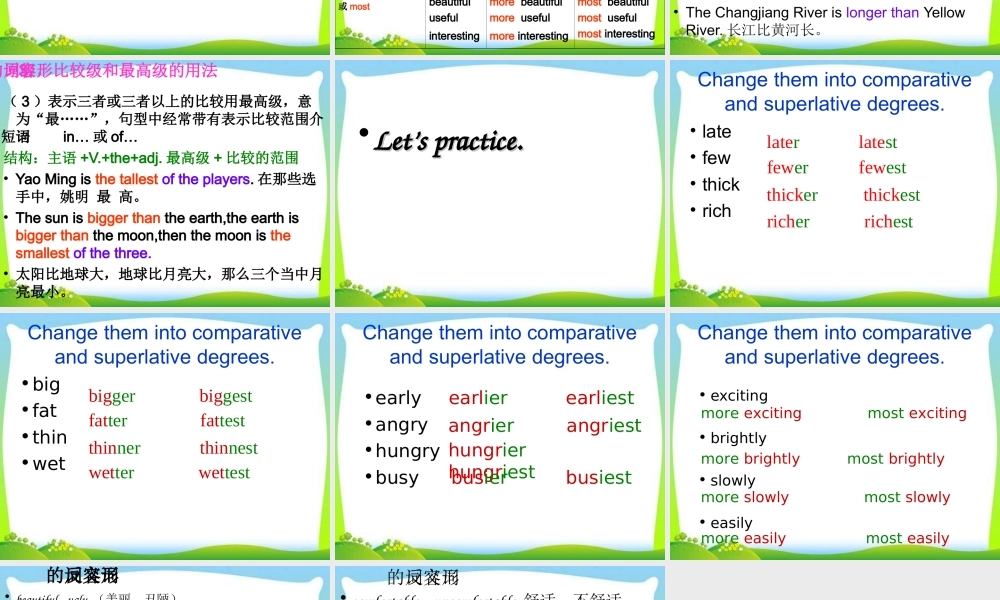 小学英语语法专题五：（形容词、副词）比较级最高级及反义词 课件