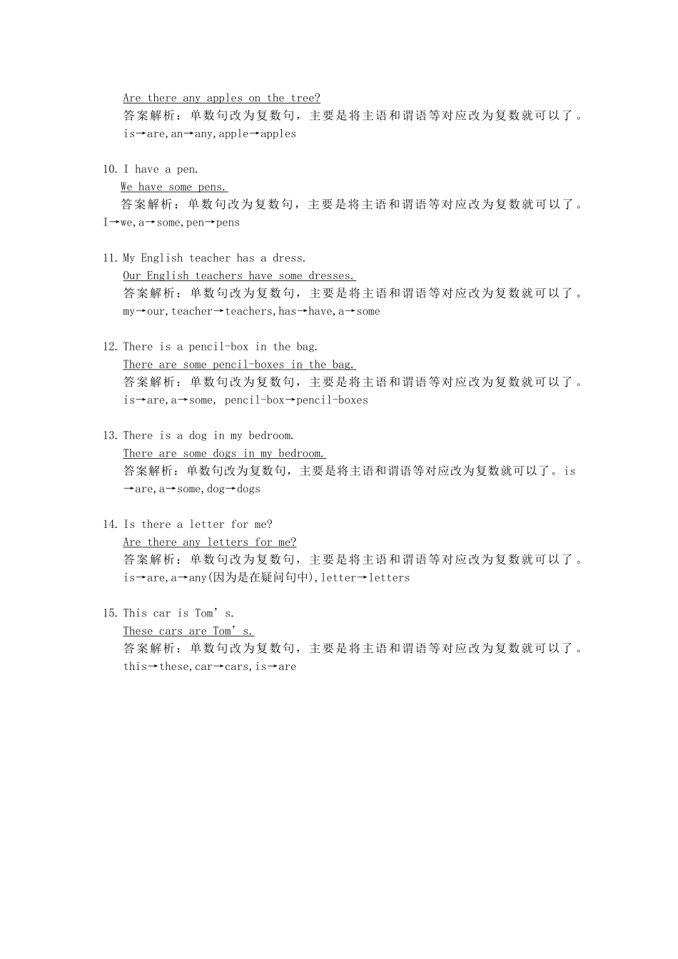 2025届小学英语语法讲与练026单数句变复数句（附答案）_第2页