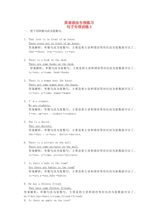 2025届小学英语语法讲与练026单数句变复数句（附答案）