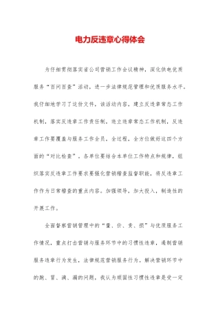 电力反违章心得体会