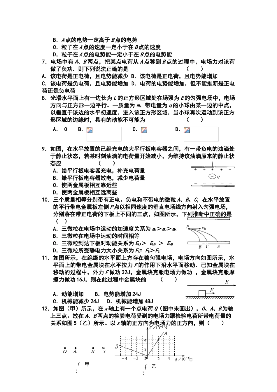 电场单元测试题_第2页