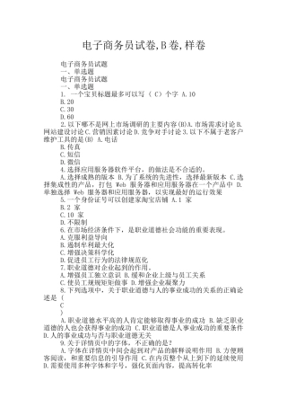 电子商务员试卷-B卷-样卷