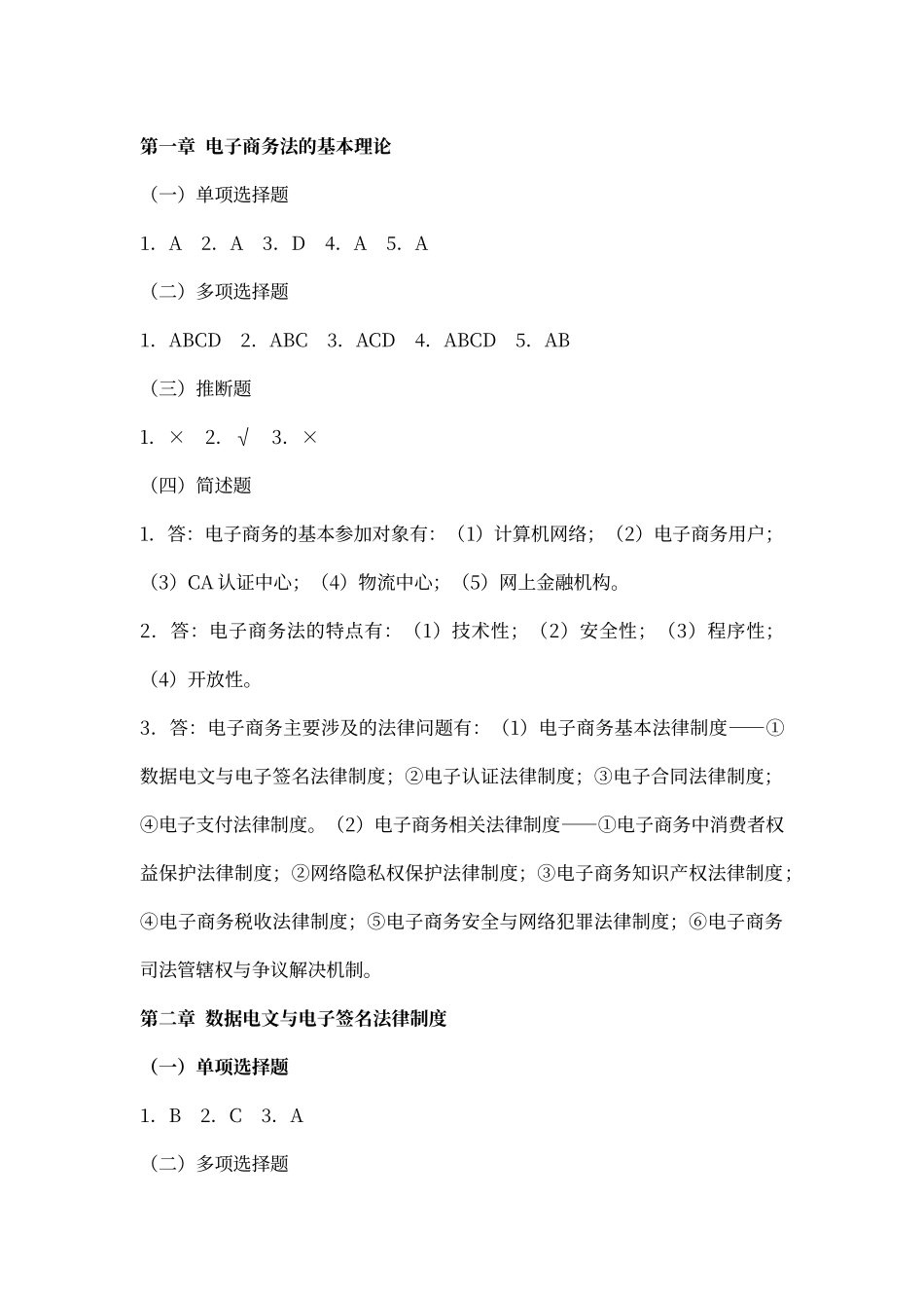 电子商务法课后答案_第1页