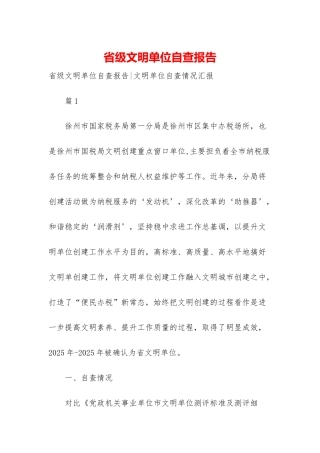 省级文明单位自查报告