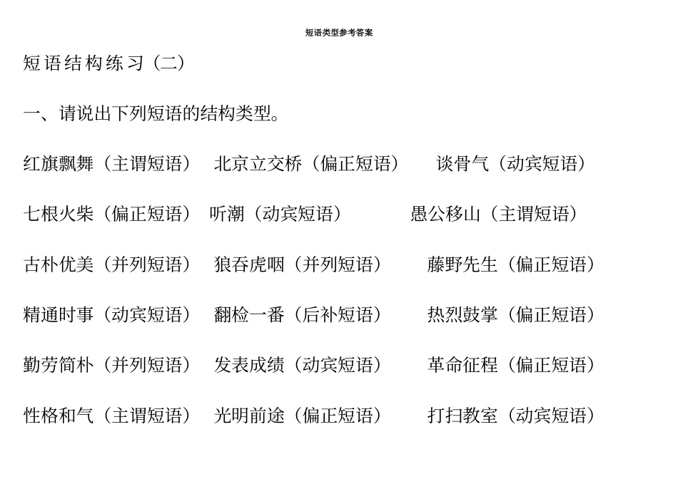短语类型以及练习题答案_第1页
