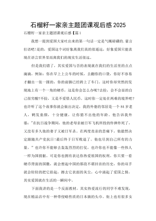 石榴籽一家亲主题团课观后感2025