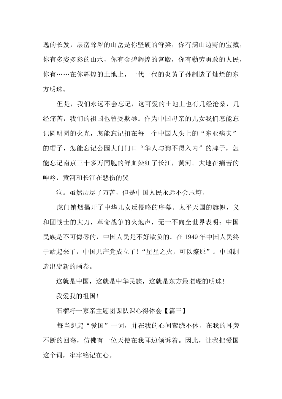 石榴籽一家亲主题团课队课心得体会_第3页