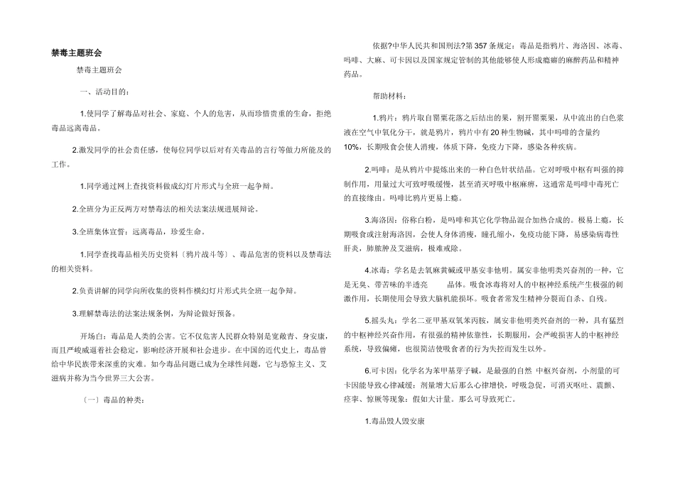 禁毒主题班会_第1页