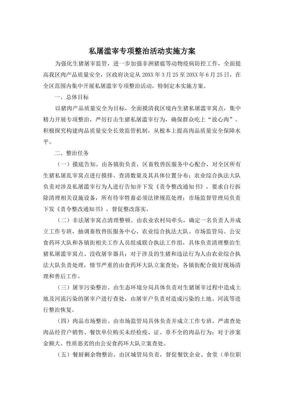 私屠滥宰专项整治活动实施方案_第1页