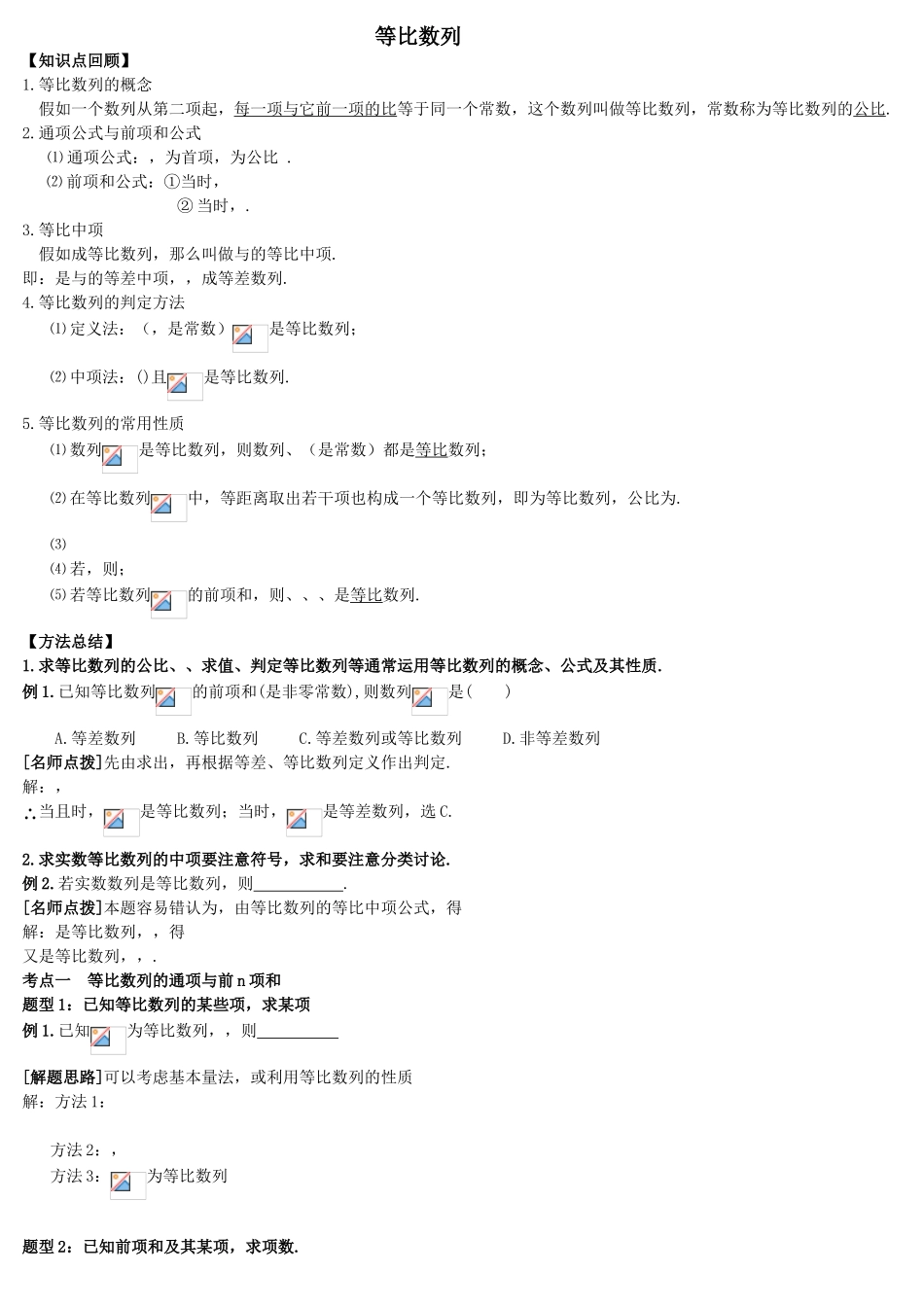 等比数列高考专题复习资料_第1页