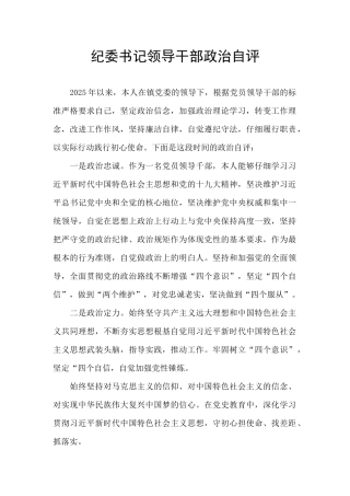 纪委书记领导干部政治自评