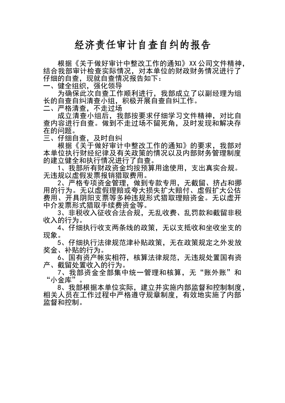 经济责任审计自查自纠报告_第1页