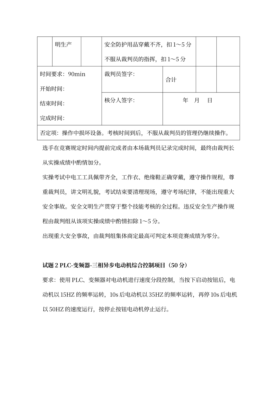 维修电工职工技能竞赛评分标准_第2页