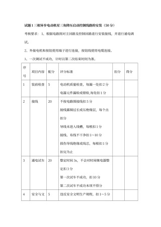 维修电工职工技能竞赛评分标准
