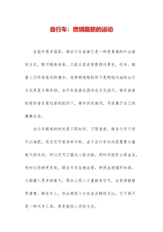 自行车：燃烧脂肪的运动