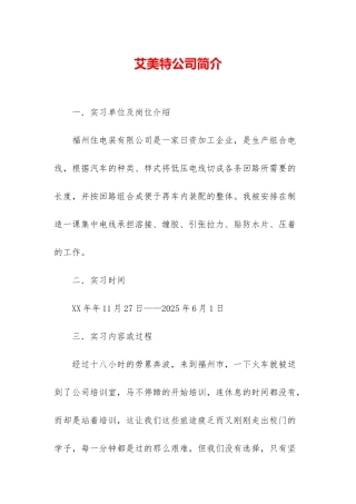 艾美特公司简介