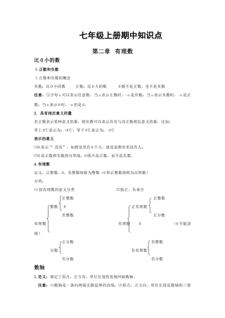 苏教版七年级上数学复习知识点及练习题