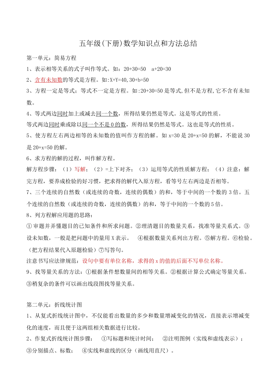 苏教版五年级数学知识点总结_第1页