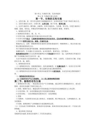 苏教版八年级生物下册知识点总结