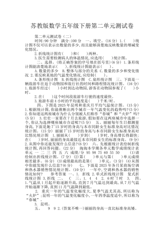 苏教版数学五年级下册第二单元测试卷