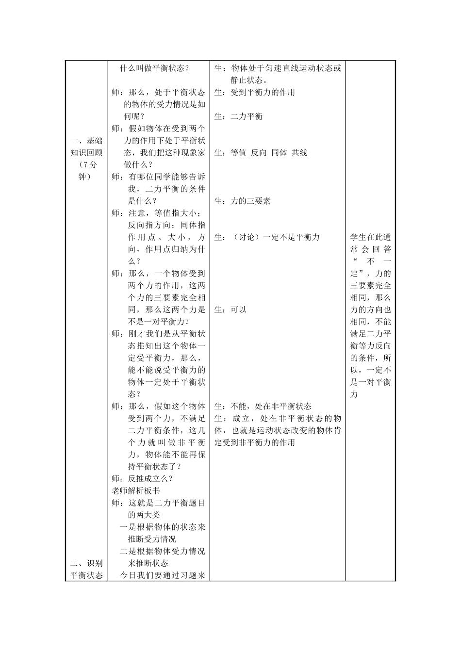 苏科版初中物理八下9.1《二力平衡》WORD教案6_第2页