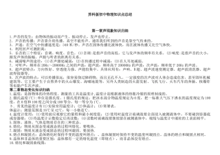 苏科版初中物理知识点总结