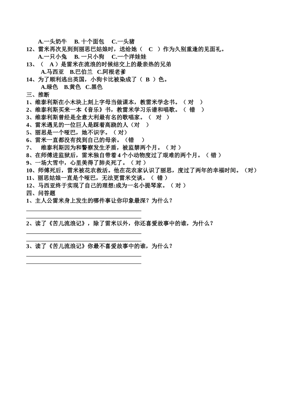 苦儿流浪记阅读题答案_第2页