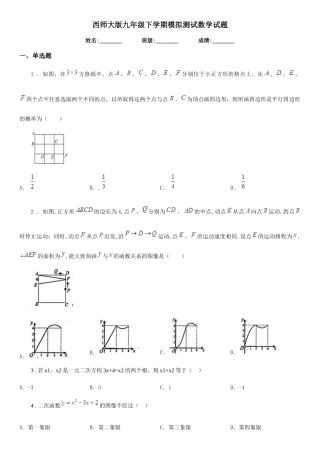 西师大版九年级下学期模拟测试数学试题