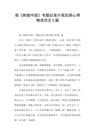 观《辉煌中国》专题纪录片观后感心得精选范文5篇