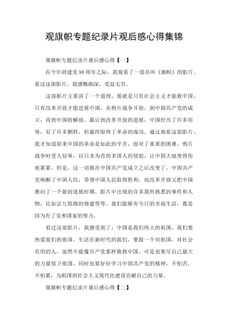 观旗帜专题纪录片观后感心得集锦