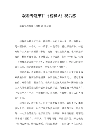 观看专题节目《榜样6》观后感