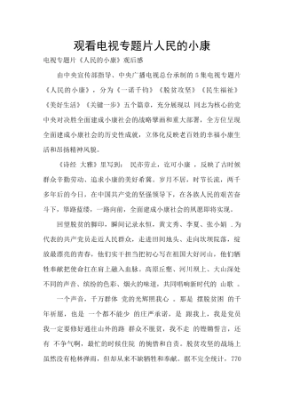 观看电视专题片人民的小康