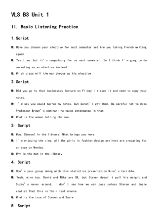 视听说III-原文和答案-Unit1