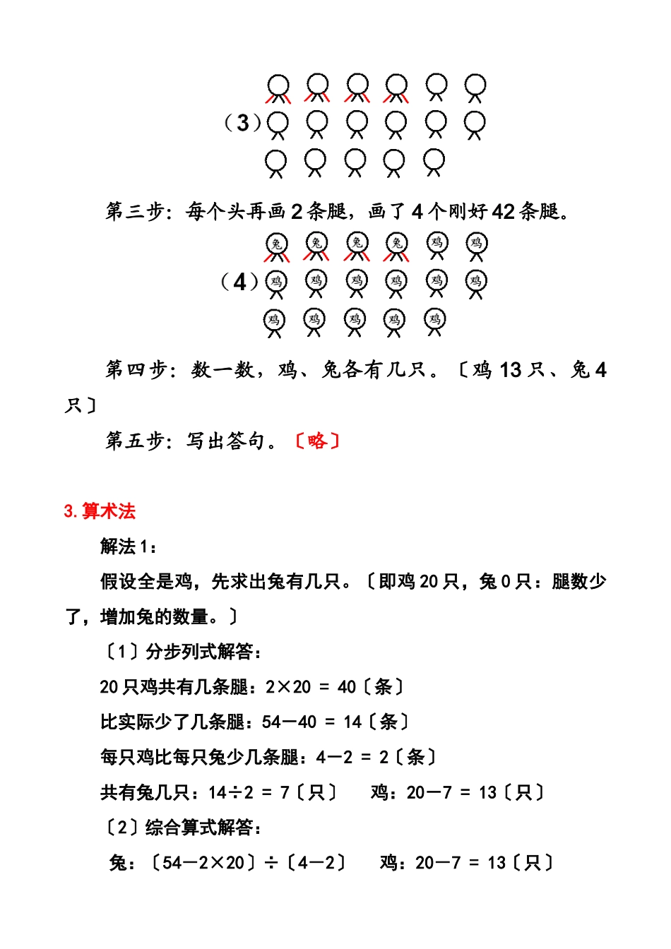 解决鸡兔同笼问题的不同策略讲义_第3页