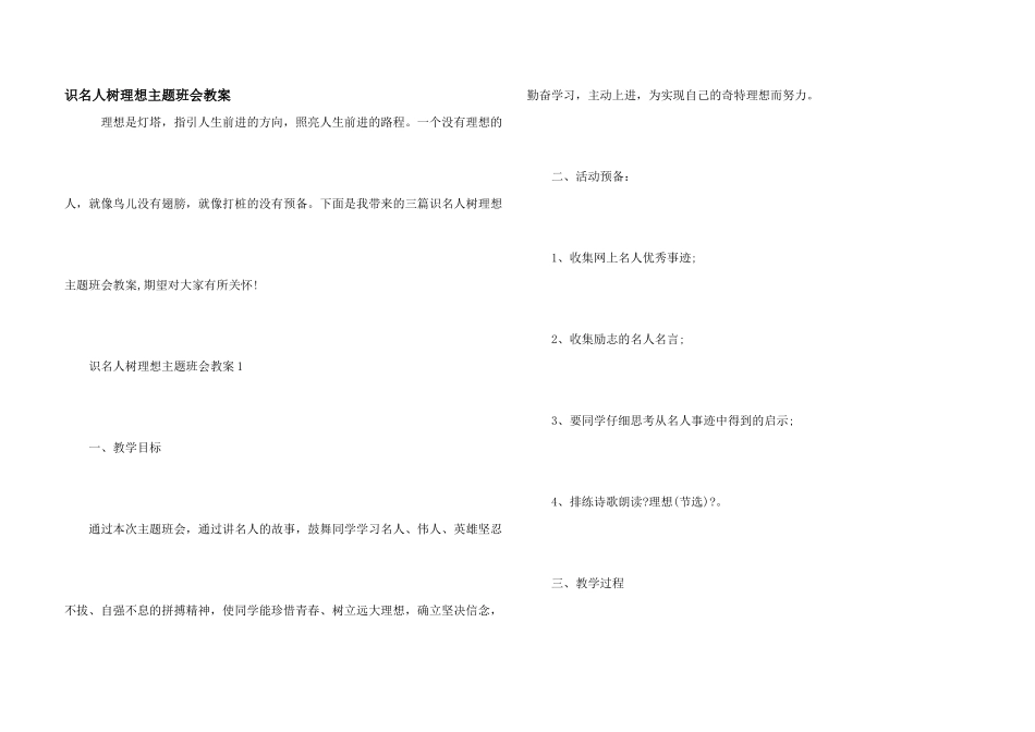 识名人树理想主题班会教案_第1页