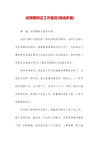 试用期转正工作鉴定