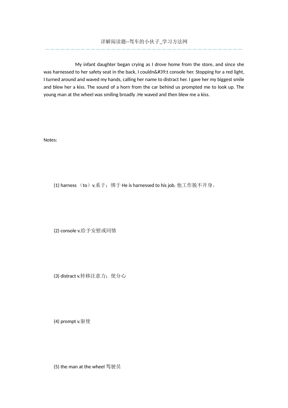 详解阅读题--驾车的小伙子_第1页